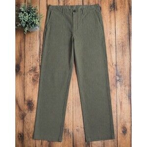 NEW Old Navy Mens '90s Straight Pants 38x30 Olive Green Linen Blend Minimalist